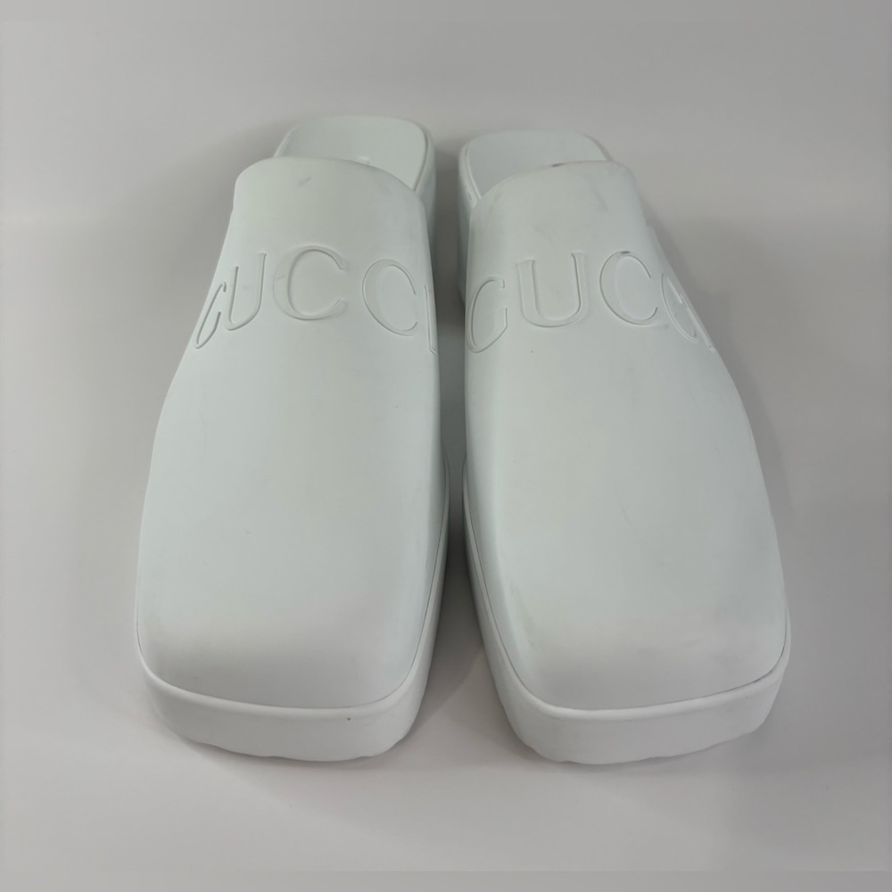 Gucci Women's White Platform Rubber Mules - Picture 3 of 10